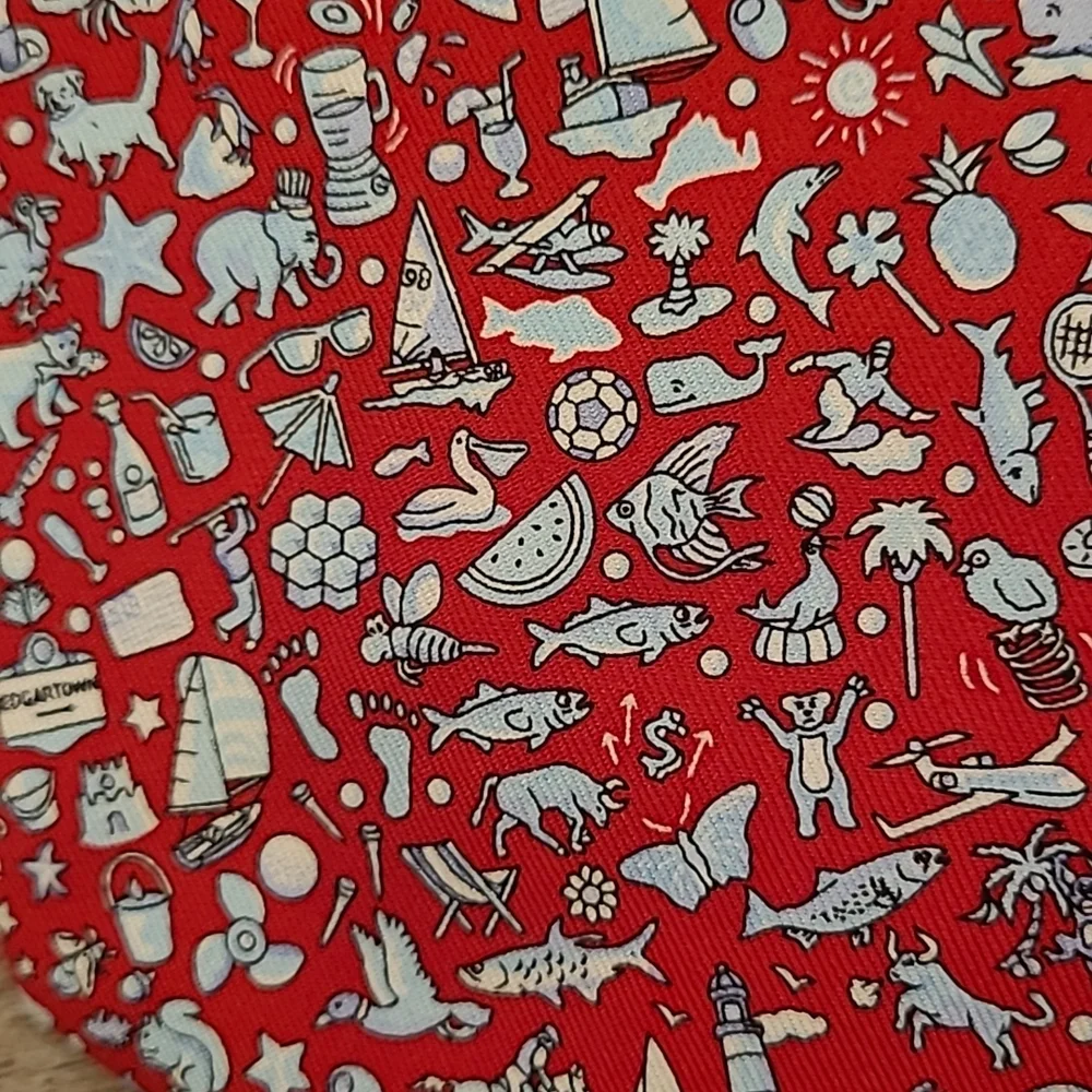 VINEYARD VINES‎ Red Whimsical Patterns 10th Year Anniversary Mens Silk Tie NEW